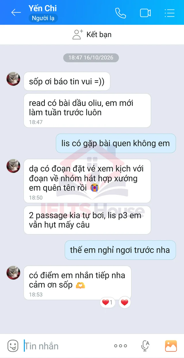Ảnh feedback 1 trong bộ sưu tập IELTS House