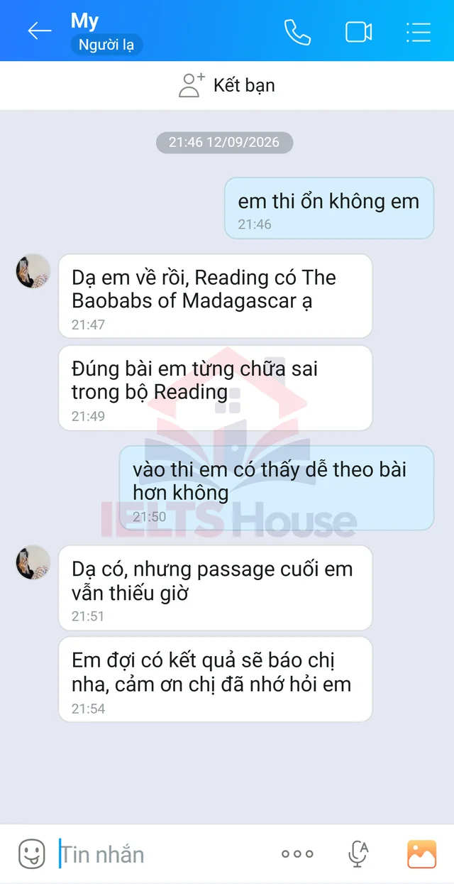 Ảnh feedback 12 trong bộ sưu tập IELTS House