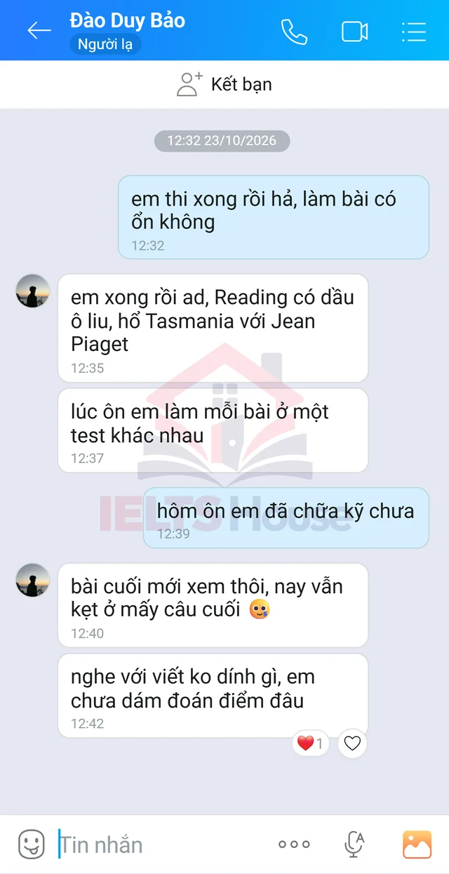 Ảnh feedback 23 trong bộ sưu tập IELTS House