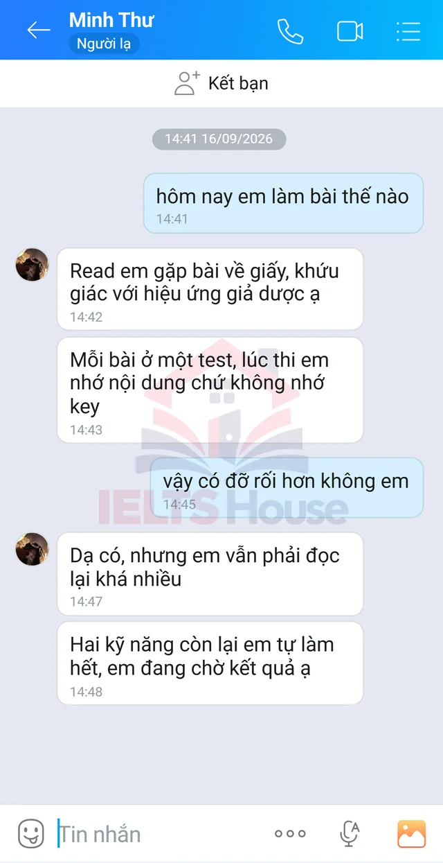 Ảnh feedback 24 trong bộ sưu tập IELTS House