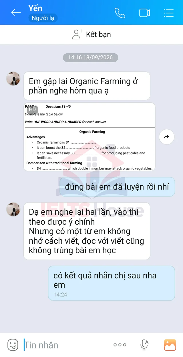Ảnh feedback 30 trong bộ sưu tập IELTS House