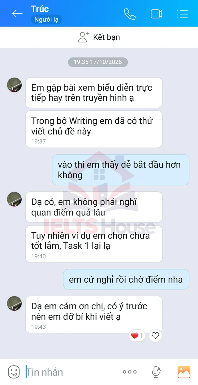 Ảnh feedback 61 trong bộ sưu tập IELTS House