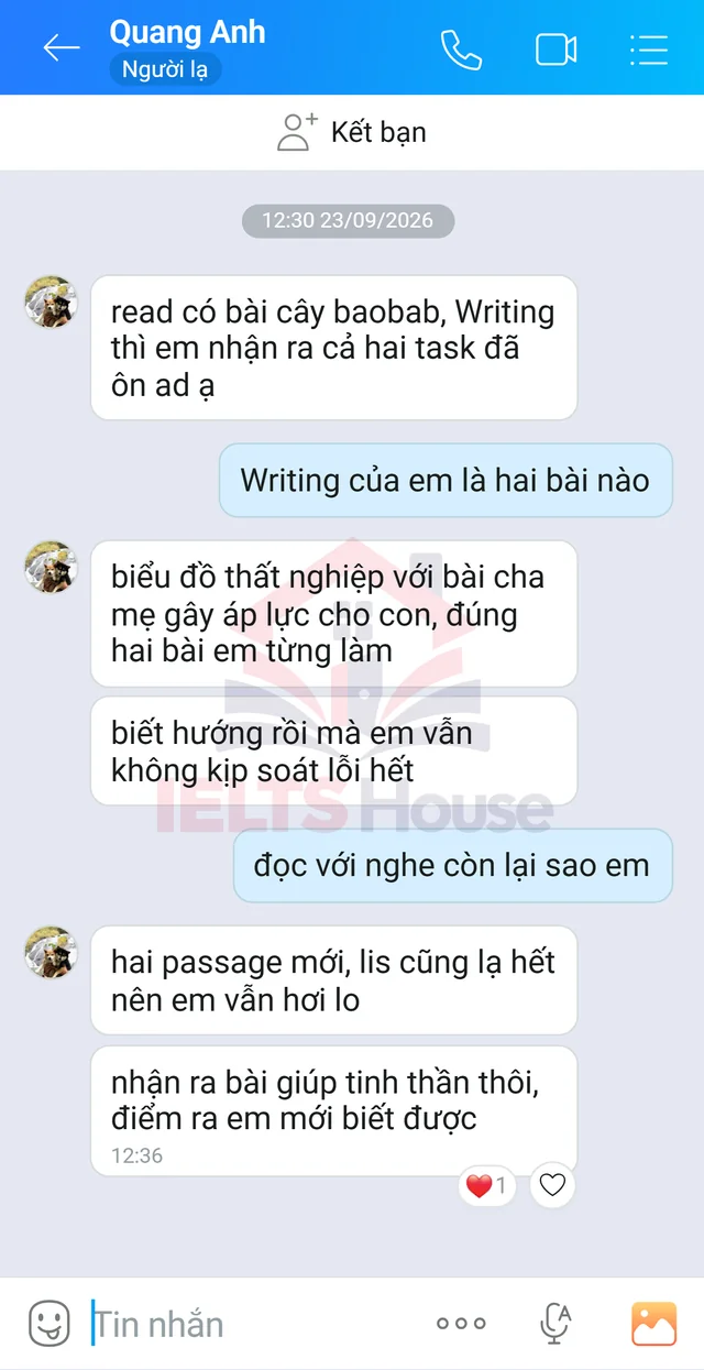 Ảnh feedback 101 trong bộ sưu tập IELTS House