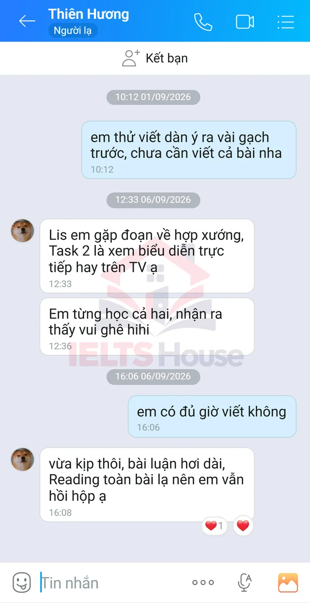 Ảnh feedback 106 trong bộ sưu tập IELTS House