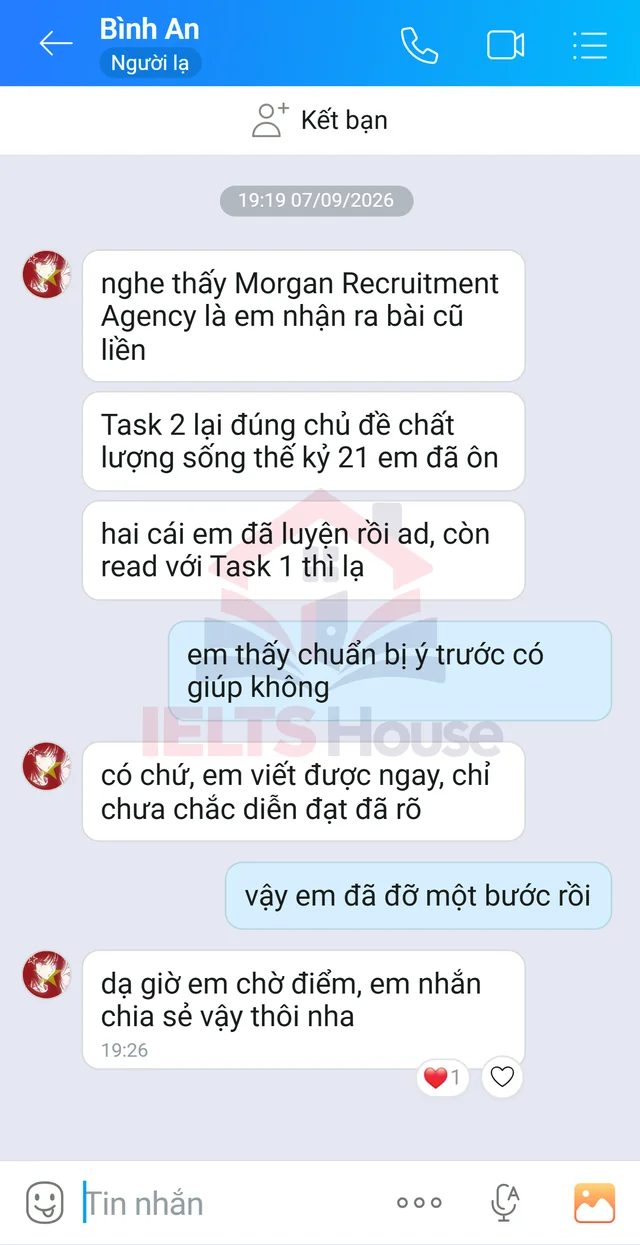 Ảnh feedback 109 trong bộ sưu tập IELTS House