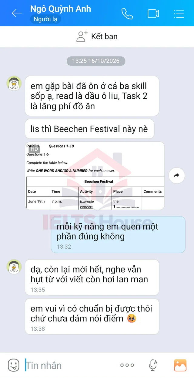 Ảnh feedback 114 trong bộ sưu tập IELTS House