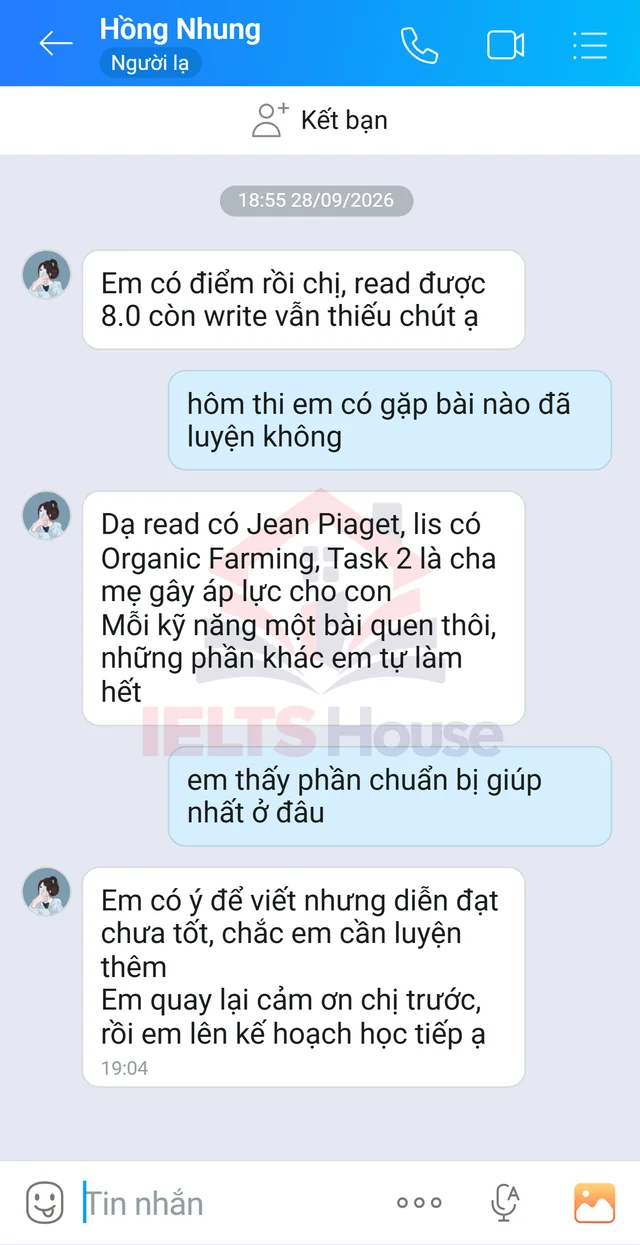 Ảnh feedback 116 trong bộ sưu tập IELTS House