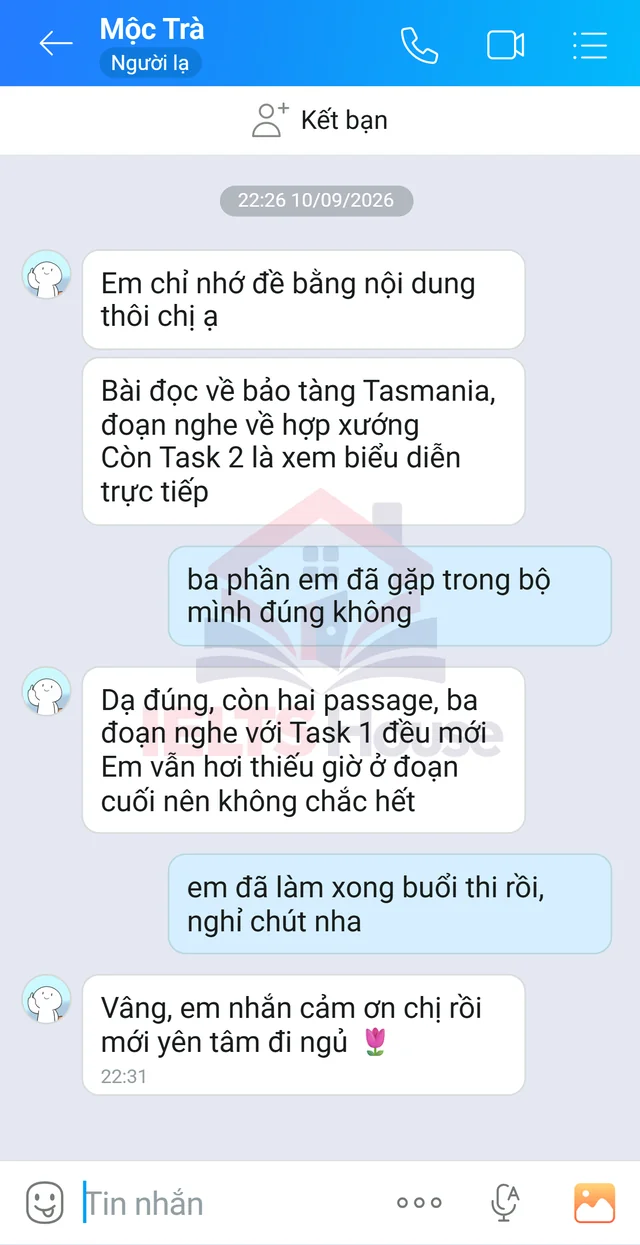 Ảnh feedback 118 trong bộ sưu tập IELTS House